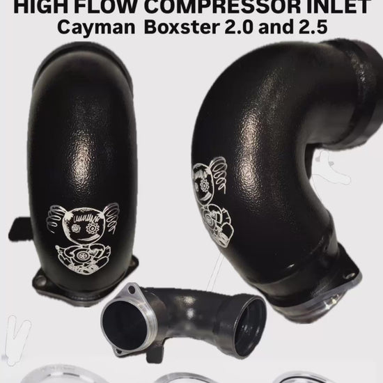 High-performance turbo inlet designed for improved airflow and enhanced turbo efficiency. Perfect upgrade for maximizing horsepower and throttle response in turbocharged vehicles for Porsche cayman and boxter 2.0 and 2.5