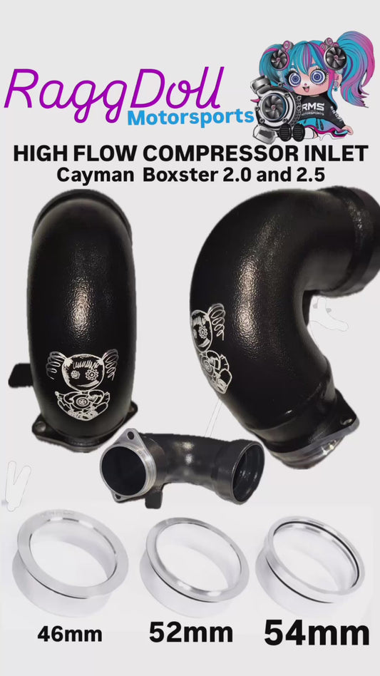 High-performance turbo inlet designed for improved airflow and enhanced turbo efficiency. Perfect upgrade for maximizing horsepower and throttle response in turbocharged vehicles for Porsche cayman and boxter 2.0 and 2.5